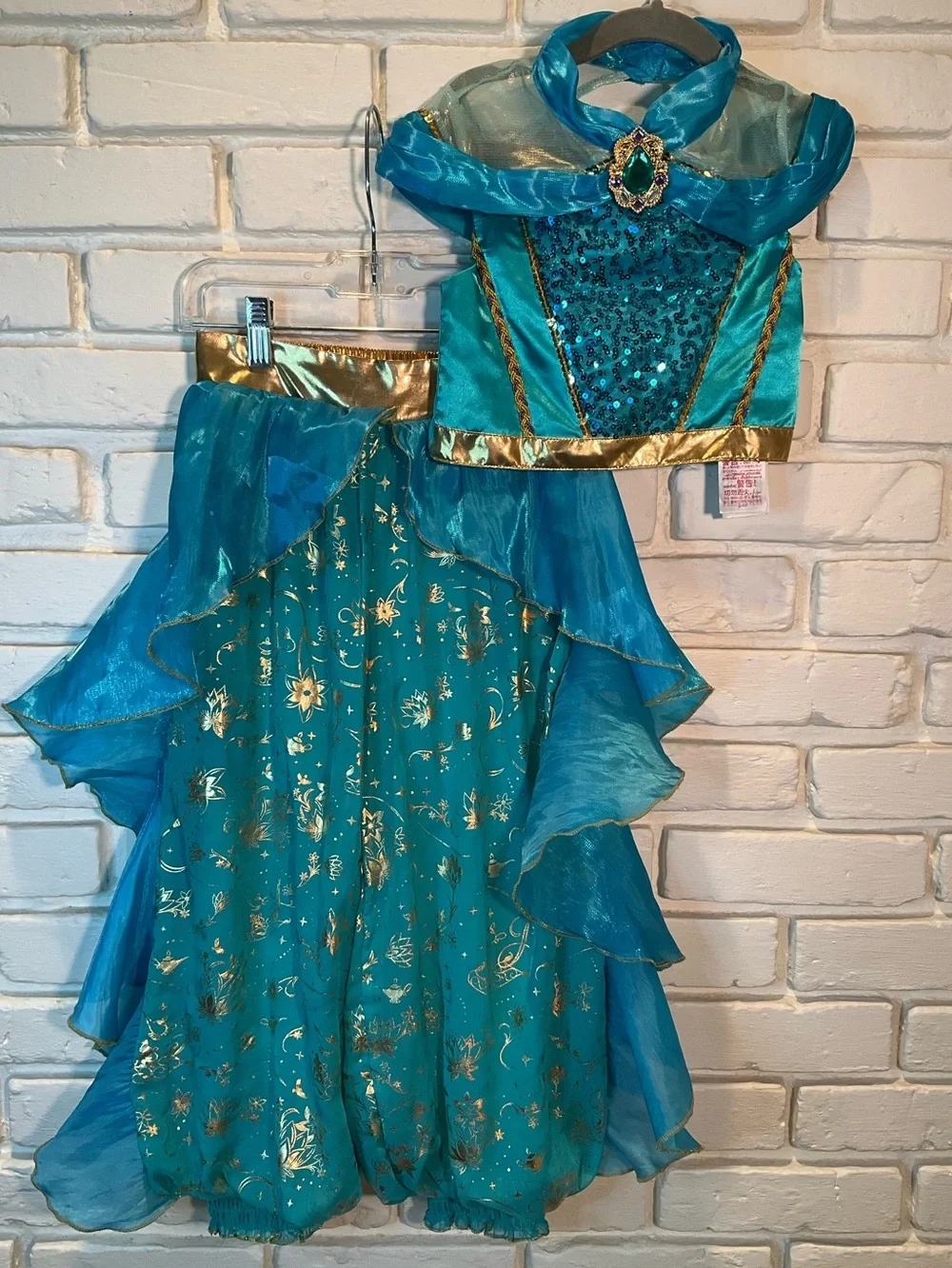 Disney Princess Size 5/6 Aladdin Jasmine 2 Piece Blue Gold Kids Costume Outfit